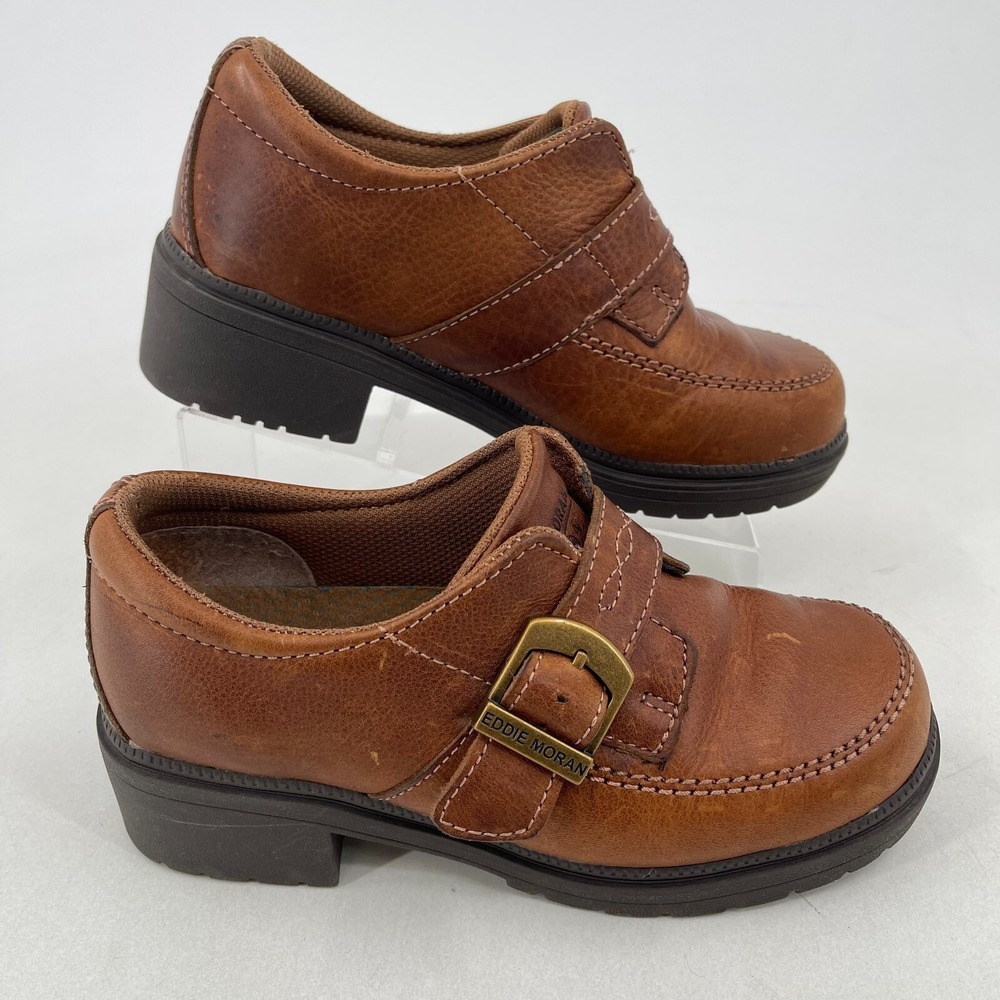 Eddie Moran Casual Shoes WOMENS Brown Leather Buckle Slip On EM304 SIZE 7